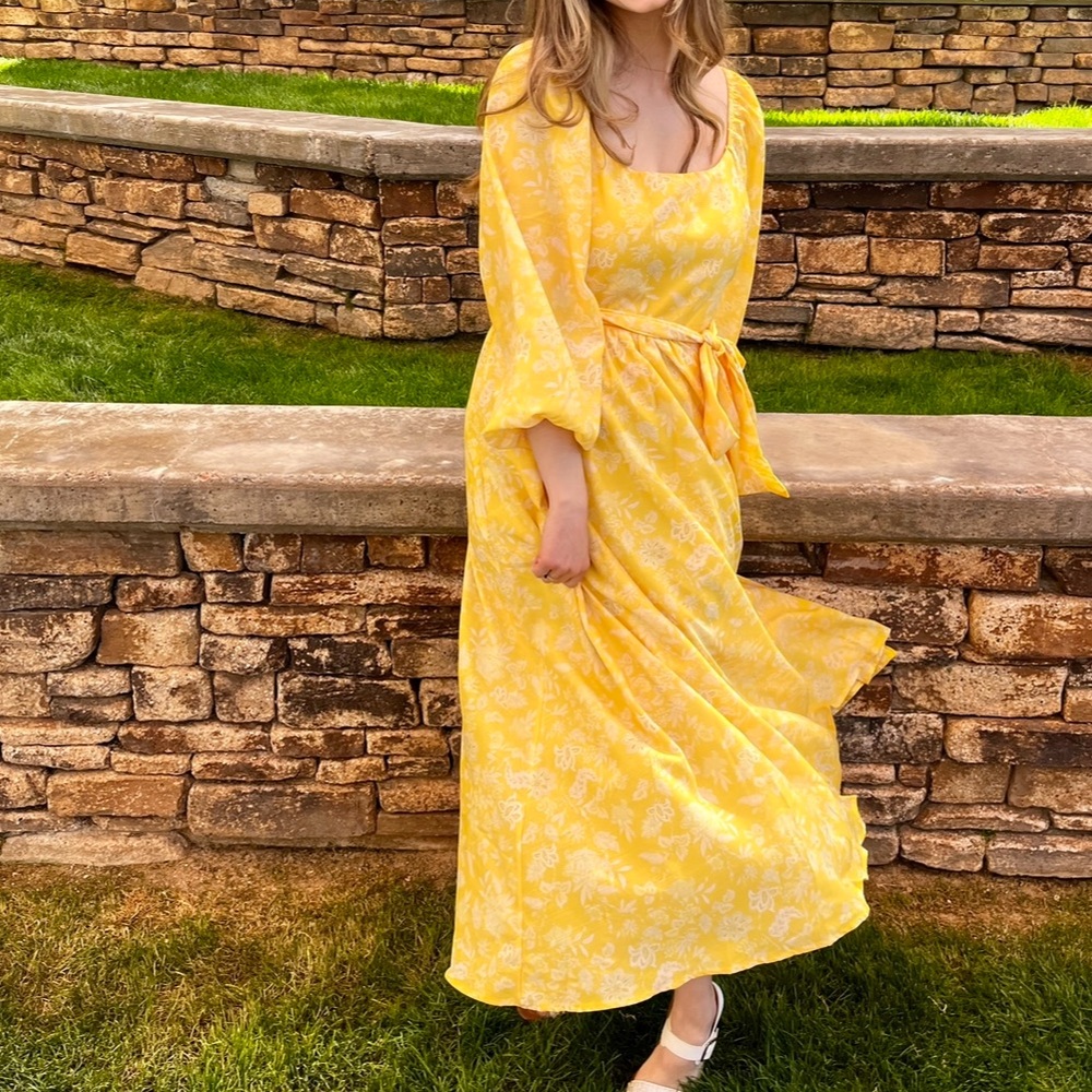 Yellow midi dress reddress boutique
